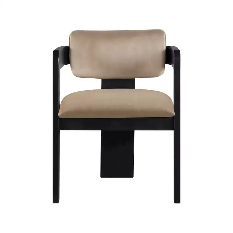 Chaise de salle à manger en velours, pieds noirs, lot de 2