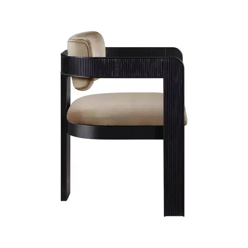 Chaise de salle à manger en velours, pieds noirs, lot de 2