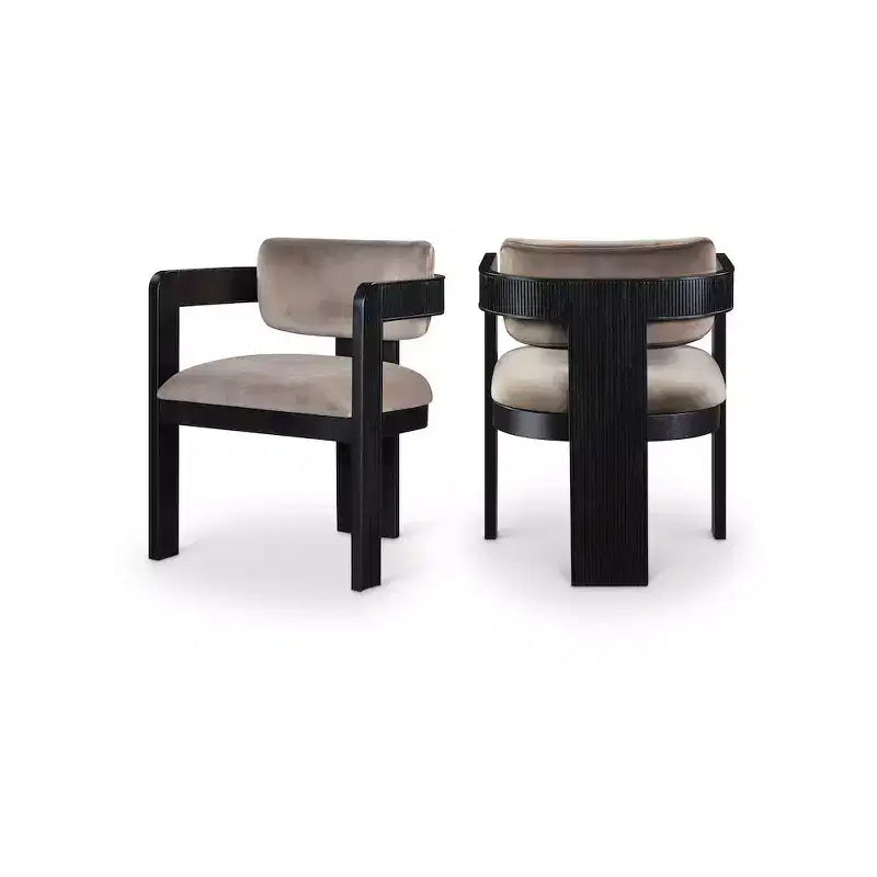 Chaise de salle à manger en velours, pieds noirs, lot de 2