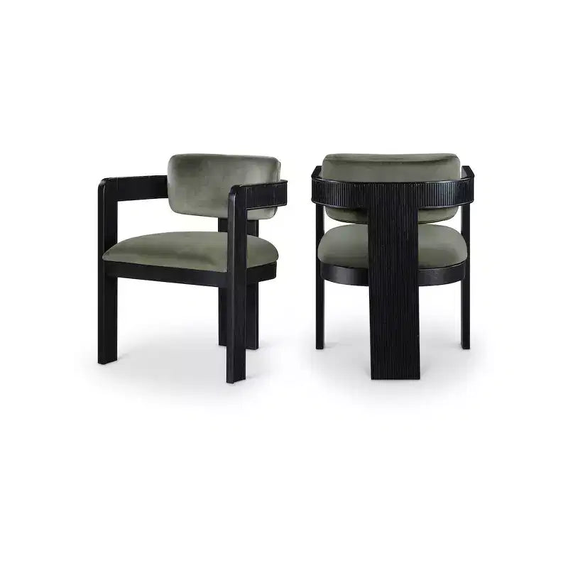 Chaise de salle à manger en velours, pieds noirs, lot de 2