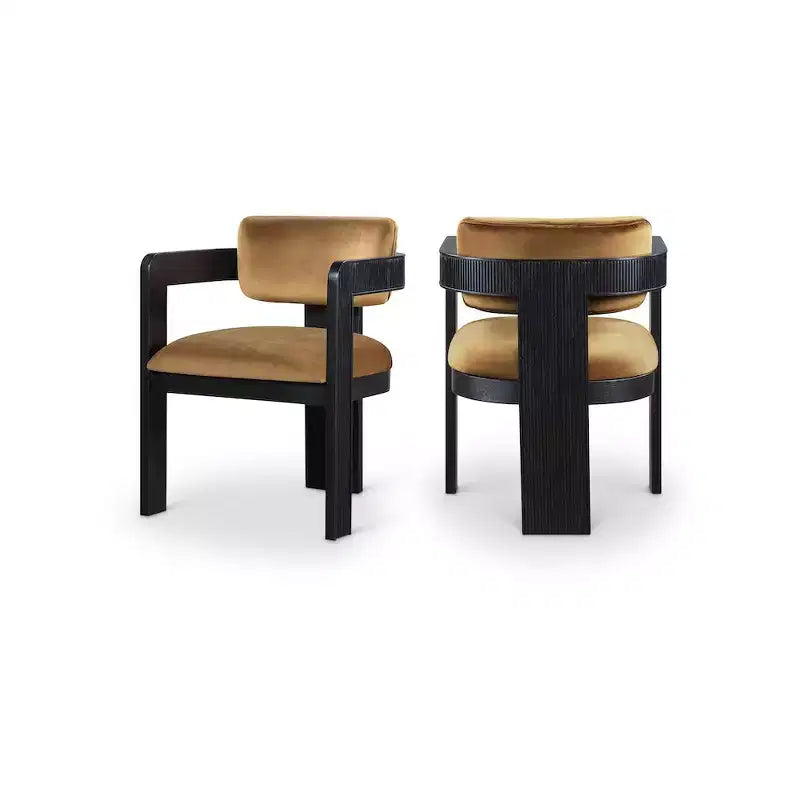 Chaise de salle à manger en velours, pieds noirs, lot de 2