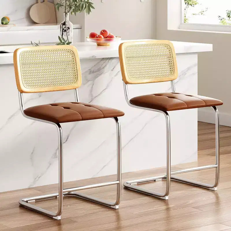 Tabouret de bar marron sans accoudoirs, lot de 2