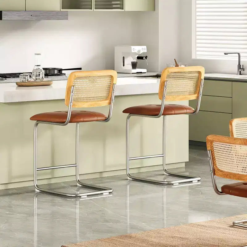 Tabouret de bar marron sans accoudoirs, lot de 2