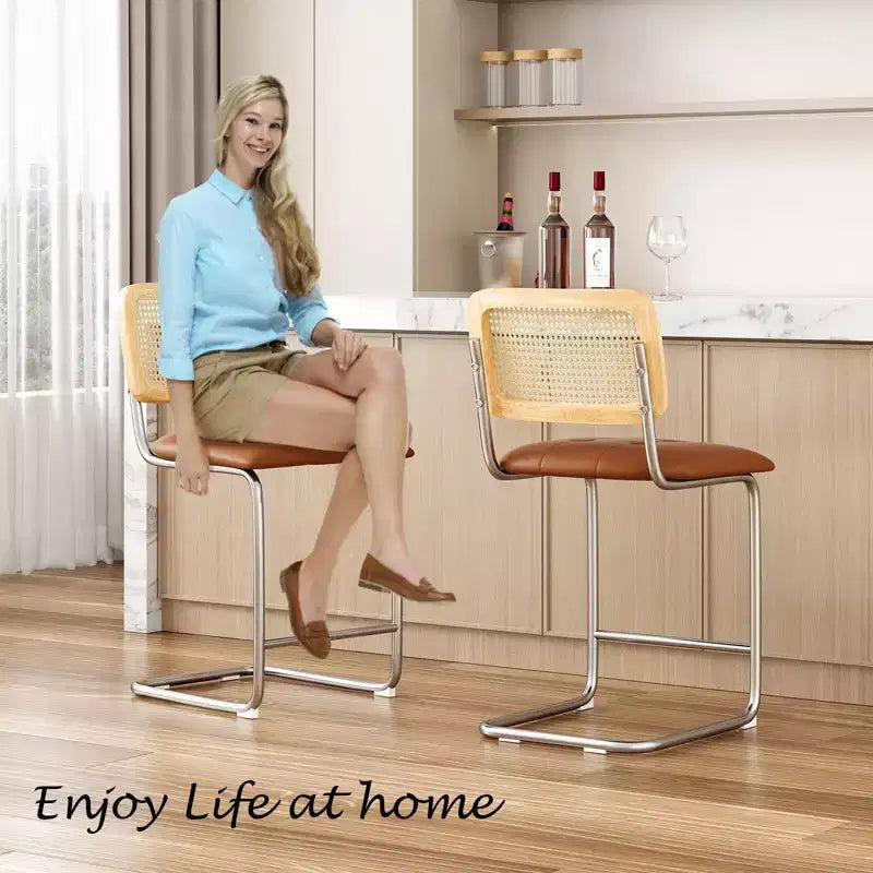 Tabouret de bar marron sans accoudoirs, lot de 2