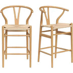 PexFix Fully Assembled Wishbone Barstool Weave Counter Height Bar Stool for Kitchen Island Nature