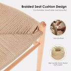 Tabouret de bar Wishbone en bois naturel, dossier en X, assise tressée, 1 place