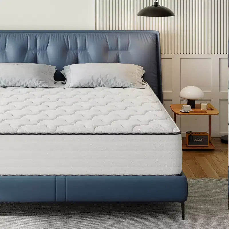 Matelas hybride blanc à ressorts ensachés et mousse à mémoire de forme, fermeté moyenne, 1–2 personnes