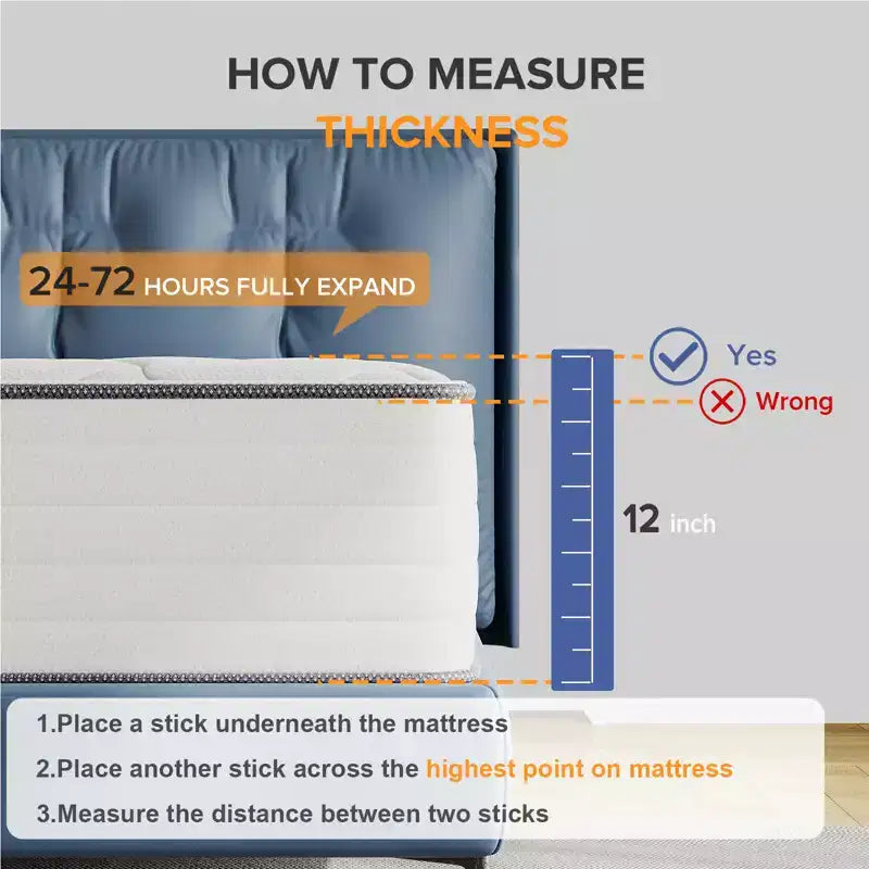 Matelas hybride blanc à ressorts ensachés et mousse à mémoire de forme, fermeté moyenne, 1–2 personnes