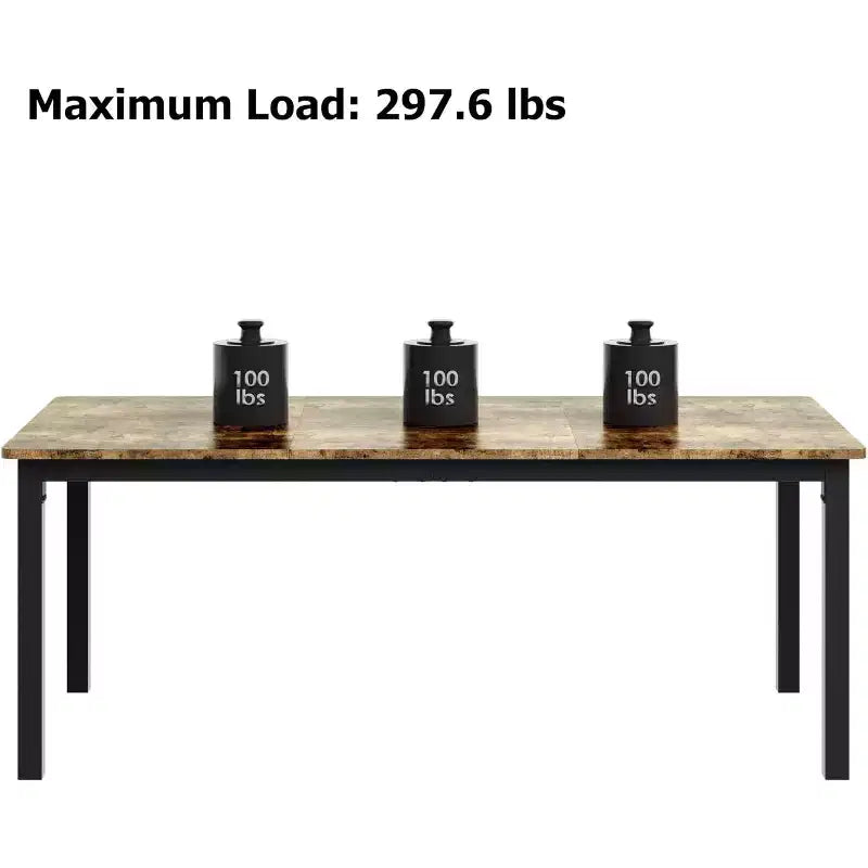 Table à manger rectangulaire blanche de style industriel avec pieds en métal, 6-8 places