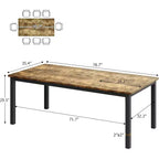Table à manger rectangulaire blanche de style industriel avec pieds en métal, 6-8 places