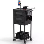 Karl Home Metal Rolling Salon Trolley Cart with 2 Lockable Drawers