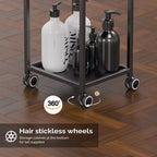 Chariot de Salon Roulant en Métal Noir avec 2 Tiroirs Verrouillables, Utilisation Individuelle