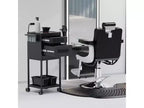 Chariot de Salon Roulant en Métal Noir avec 2 Tiroirs Verrouillables, Utilisation Individuelle