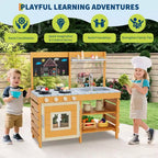 Cuisine de boue d'extérieur en bois naturel, 1 enfant, 3-8 ans