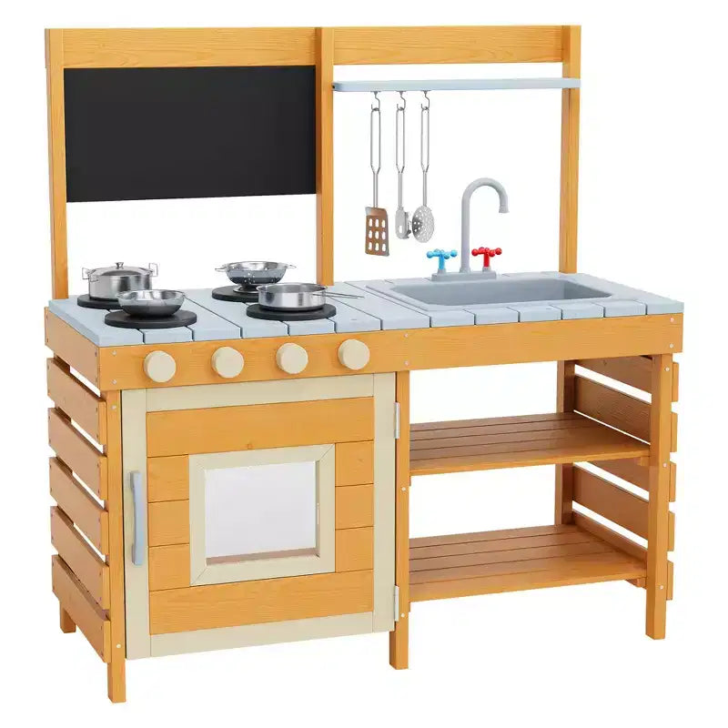 Cuisine de boue d'extérieur en bois naturel, 1 enfant, 3-8 ans