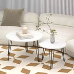 Tables basses gigognes rondes (lot de 2) noires/marron/blanches, plateau en MDF, structure en métal