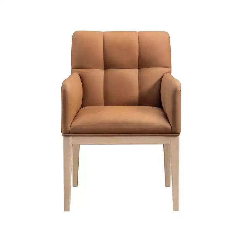 Chaise de salle à manger avec accoudoirs en similicuir (noir/cognac/crème), lot de 2