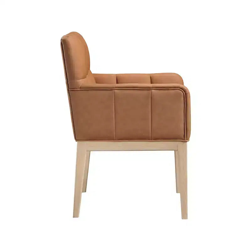 Chaise de salle à manger avec accoudoirs en similicuir (noir/cognac/crème), lot de 2