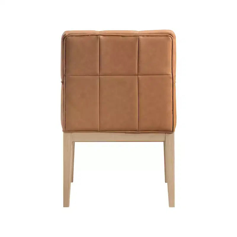 Chaise de salle à manger avec accoudoirs en similicuir (noir/cognac/crème), lot de 2