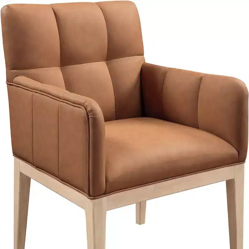 Chaise de salle à manger avec accoudoirs en similicuir (noir/cognac/crème), lot de 2