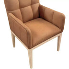 Chaise de salle à manger avec accoudoirs en similicuir (noir/cognac/crème), lot de 2