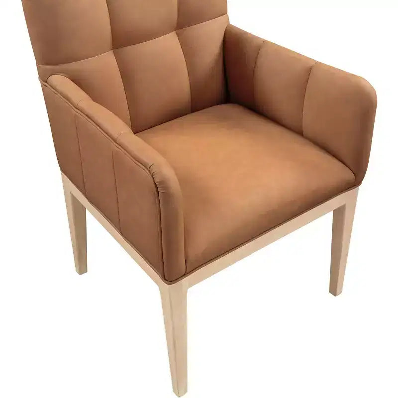 Chaise de salle à manger avec accoudoirs en similicuir (noir/cognac/crème), lot de 2