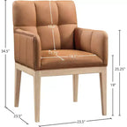 Chaise de salle à manger avec accoudoirs en similicuir (noir/cognac/crème), lot de 2