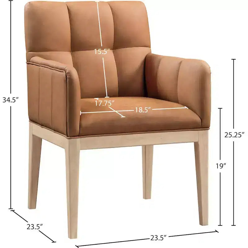 Chaise de salle à manger avec accoudoirs en similicuir (noir/cognac/crème), lot de 2