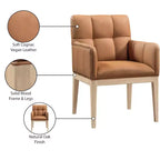 Chaise de salle à manger avec accoudoirs en similicuir (noir/cognac/crème), lot de 2