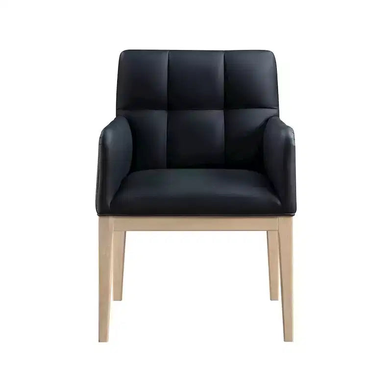 Chaise de salle à manger avec accoudoirs en similicuir (noir/cognac/crème), lot de 2