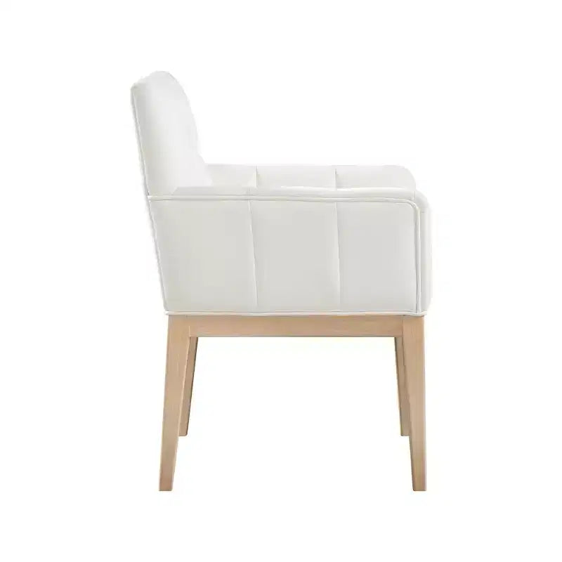 Chaise de salle à manger avec accoudoirs en similicuir (noir/cognac/crème), lot de 2