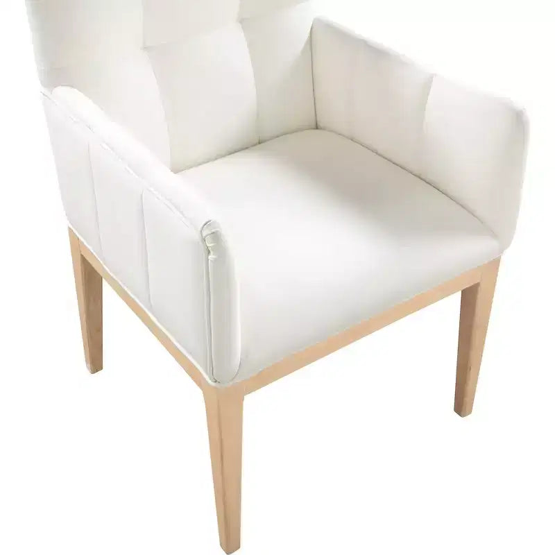 Chaise de salle à manger avec accoudoirs en similicuir (noir/cognac/crème), lot de 2