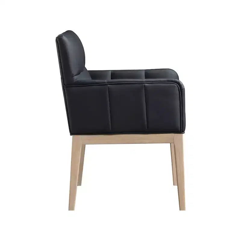 Chaise de salle à manger avec accoudoirs en similicuir (noir/cognac/crème), lot de 2