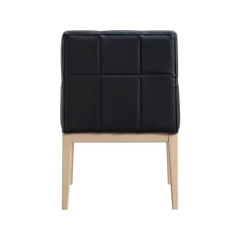 Chaise de salle à manger avec accoudoirs en similicuir (noir/cognac/crème), lot de 2