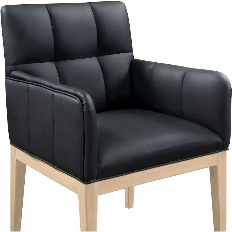 Chaise de salle à manger avec accoudoirs en similicuir (noir/cognac/crème), lot de 2