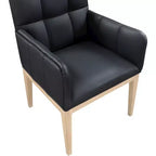 Chaise de salle à manger avec accoudoirs en similicuir (noir/cognac/crème), lot de 2