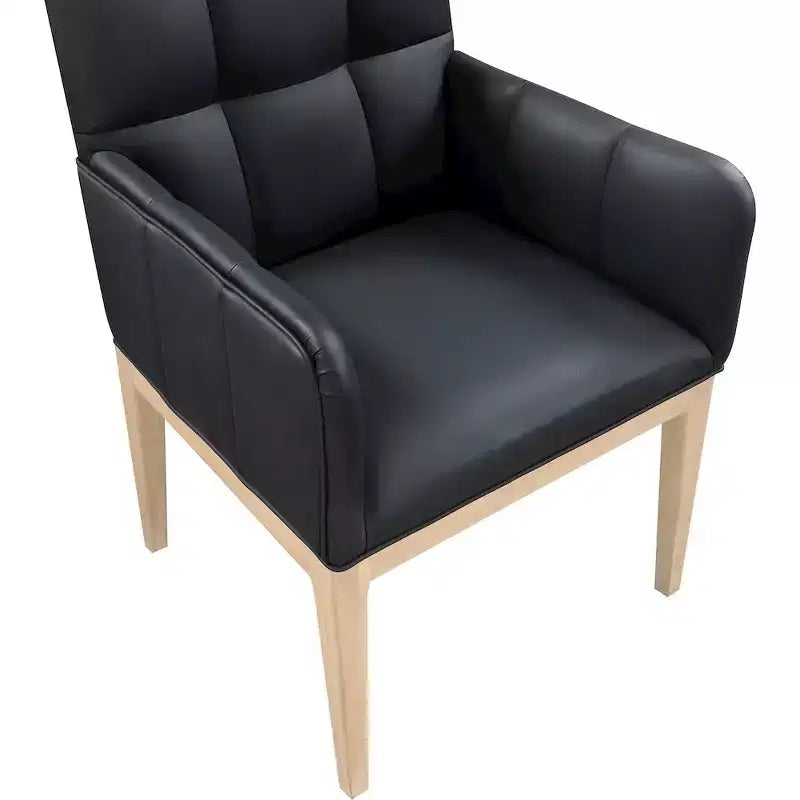 Chaise de salle à manger avec accoudoirs en similicuir (noir/cognac/crème), lot de 2