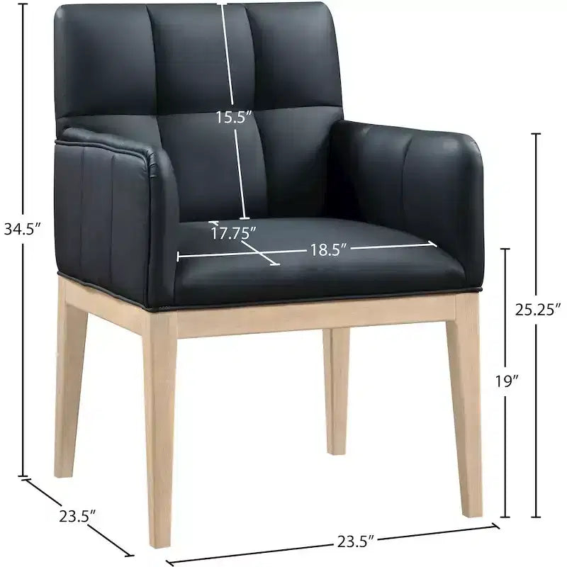 Chaise de salle à manger avec accoudoirs en similicuir (noir/cognac/crème), lot de 2