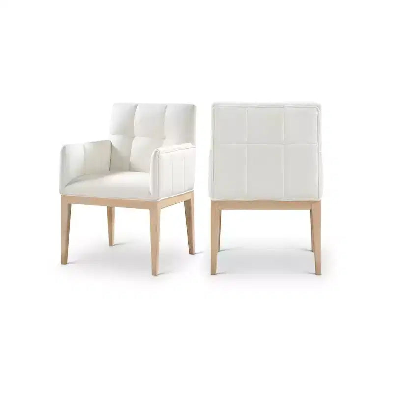 Chaise de salle à manger avec accoudoirs en similicuir (noir/cognac/crème), lot de 2