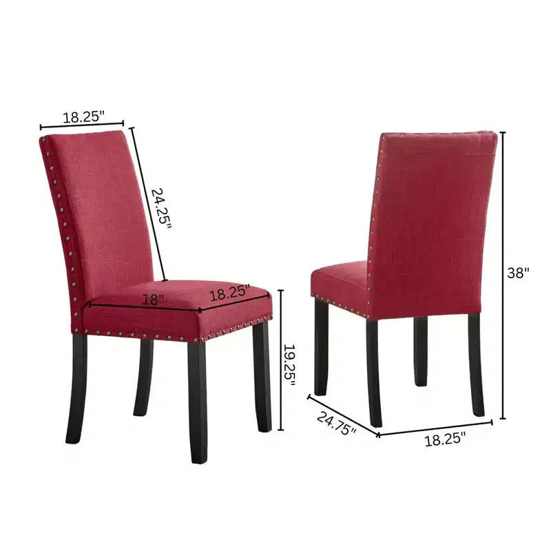 Chaise de salle à manger en tissu avec clous décoratifs, beige/bleu/gris/violet/rouge, ensemble de 2