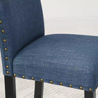 Chaise de salle à manger en tissu avec clous décoratifs, beige/bleu/gris/violet/rouge, ensemble de 2
