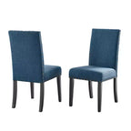 Chaise de salle à manger en tissu avec clous décoratifs, beige/bleu/gris/violet/rouge, ensemble de 2