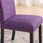 Chaise de salle à manger en tissu avec clous décoratifs, beige/bleu/gris/violet/rouge, ensemble de 2