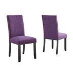 Chaise de salle à manger en tissu avec clous décoratifs, beige/bleu/gris/violet/rouge, ensemble de 2