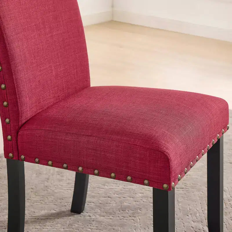 Chaise de salle à manger en tissu avec clous décoratifs, beige/bleu/gris/violet/rouge, ensemble de 2
