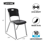 Chaise empilable noire sans accoudoirs à dossier haut, lot de 14