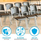 Chaise empilable noire sans accoudoirs à dossier haut, lot de 14