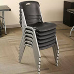 Chaise empilable noire sans accoudoirs à dossier haut, lot de 14