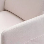 Fauteuil d'appoint en bois massif rembourré en lin, style naturel, 1 place