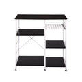 90X40X84cm Floor-Standing 4-Layer Microwave Oven Rack with Pull-Out Basket+X Cross Piece